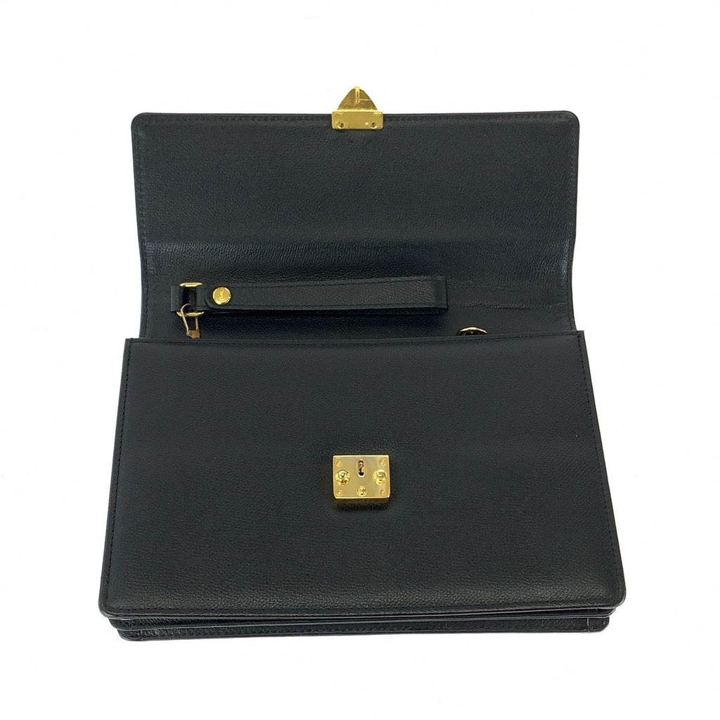 Saint Laurent Black Gold Leather Clutch — view 4