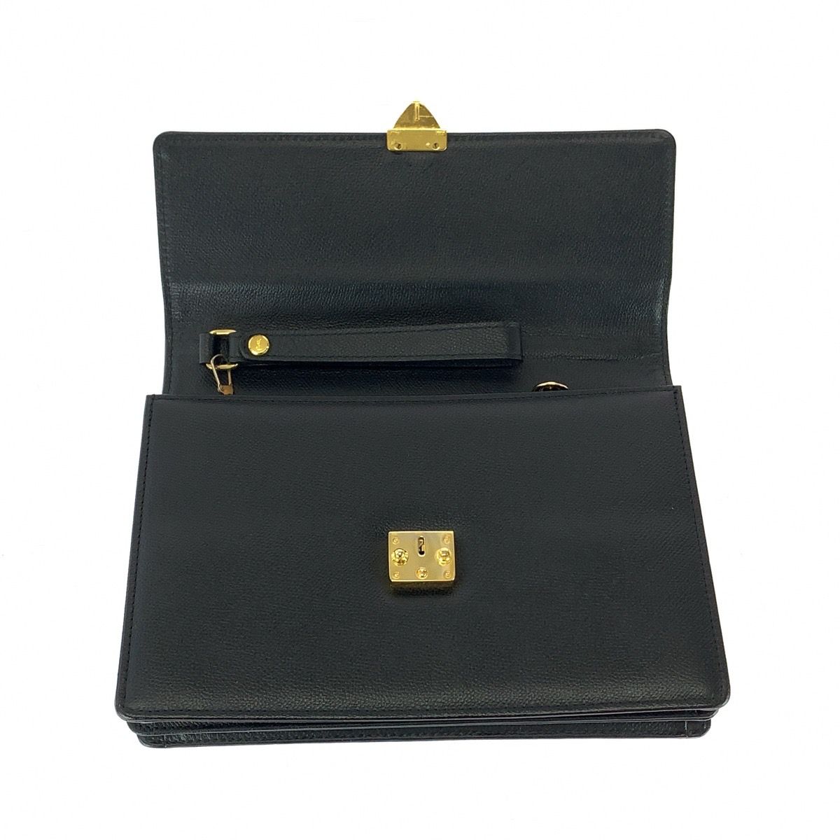 Saint Laurent Black Gold Leather Clutch — view 4
