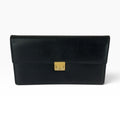 Saint Laurent Black Gold Leather Clutch