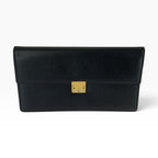 Saint Laurent Black Gold Leather Clutch