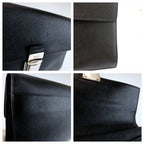 Prada Saffiano Black Silver Leather Clutch — view 5