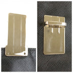 Prada Saffiano Black Silver Leather Clutch — view 6