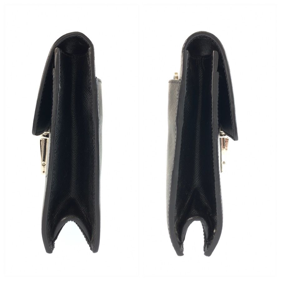 Prada Saffiano Black Silver Leather Clutch — view 7
