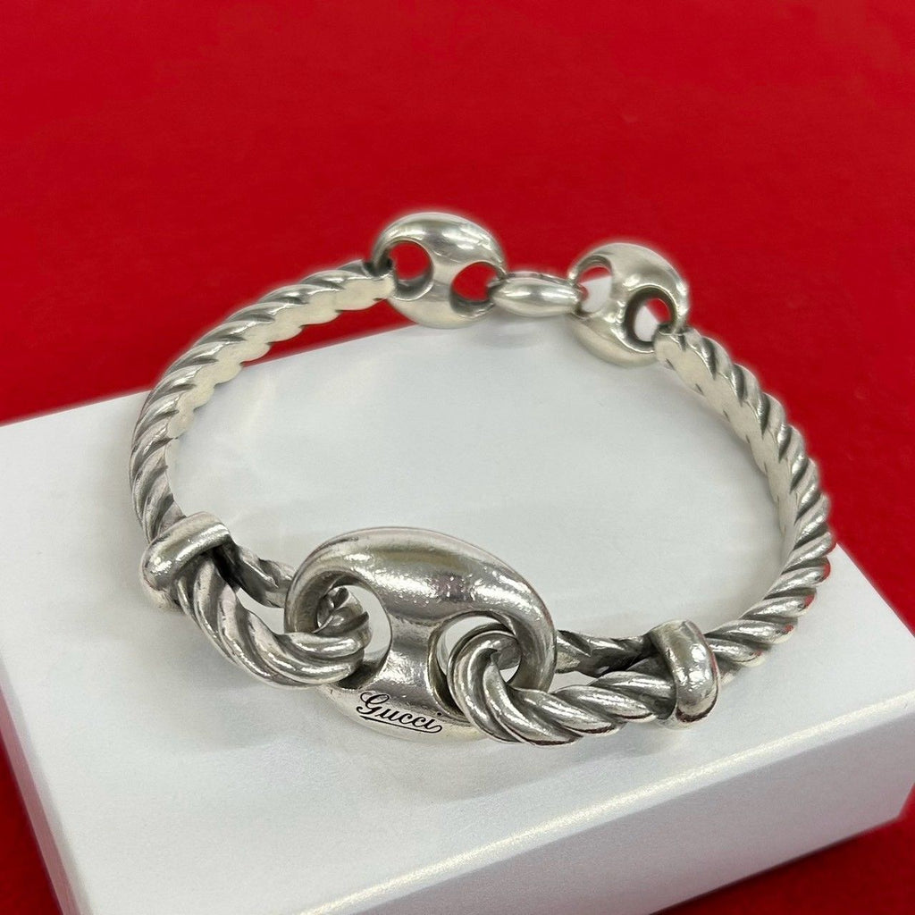 Gucci Vintage Marina Rope Bracelet 925 Sterling Silver Bangle