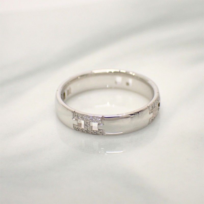 Hermes Ever Herakles 48 Ring Wedding Marriage 18k White Gold Diamond