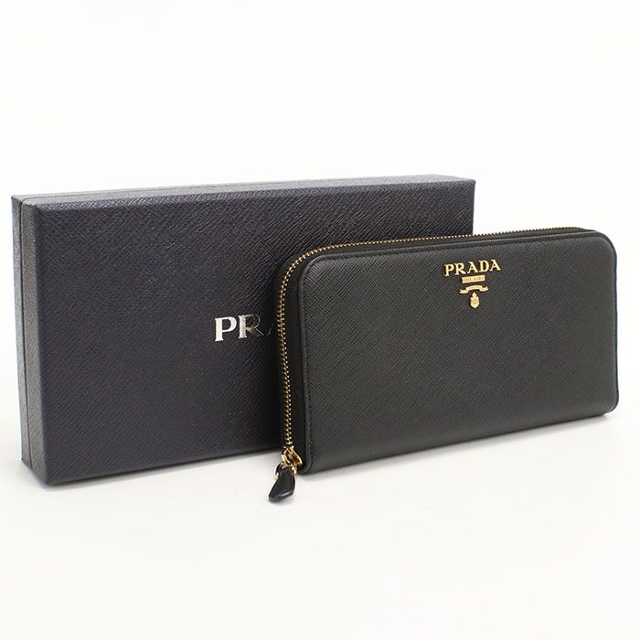 Prada Saffiano Leather Wallet Zip Around