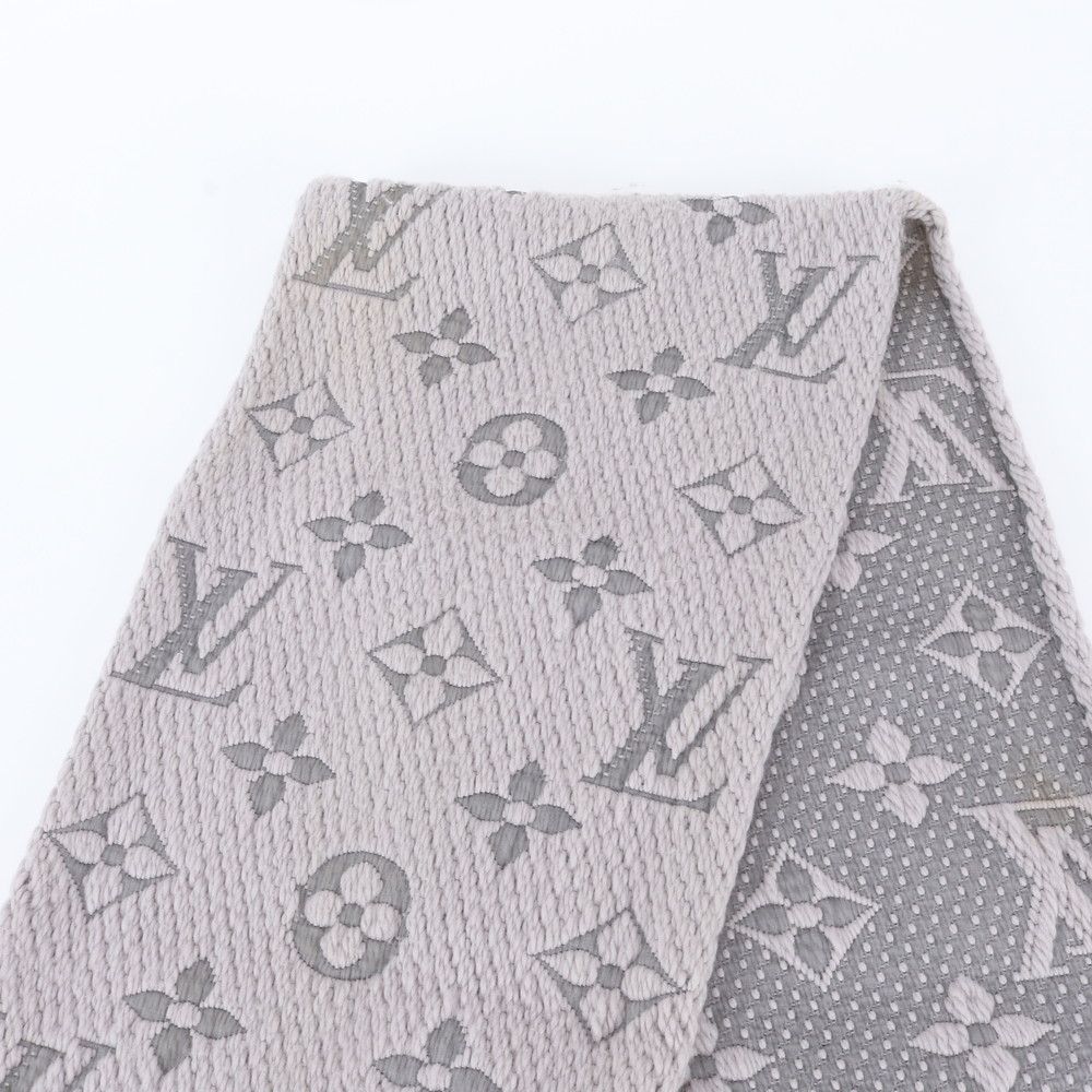 Louis Vuitton Tag Monogram Logomania Scarf Silk Gray — view 4