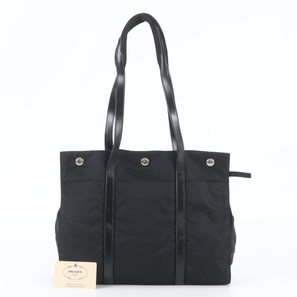 Prada Tessuto Nylon Leather Tote Bag
