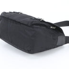 Prada Tessuto Nylon Triangle Logo Leather Shoulder Bag Crossbody Messenger Black — view 4