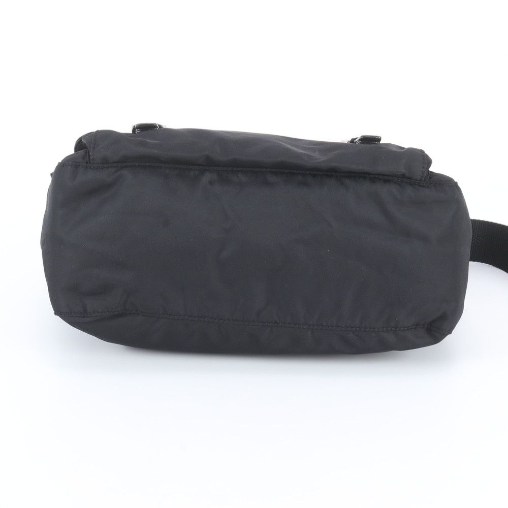 Prada Tessuto Nylon Triangle Logo Leather Shoulder Bag Crossbody Messenger Black — view 6
