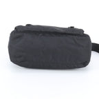 Prada Tessuto Nylon Triangle Logo Leather Shoulder Bag Crossbody Messenger Black — view 6