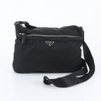 Prada Tessuto Nylon Triangle Logo Shoulder Bag Crossbody Messenger Black