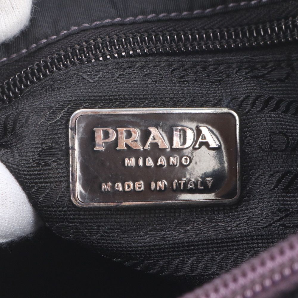 Prada Tessuto Nylon Triangle Logo Tote Bag Shoulder Black — view 8