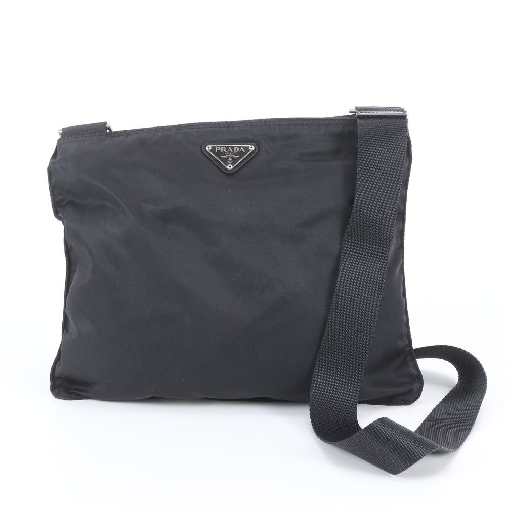 Prada Tessuto Nylon Triangle Logo Shoulder Bag Crossbody Messenger Black