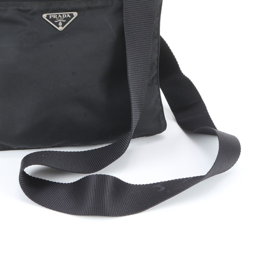 Prada Tessuto Nylon Leather Shoulder Bag Crossbody Black — view 2