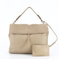 Prada Leather Handbag Mesh Beige Shoulder