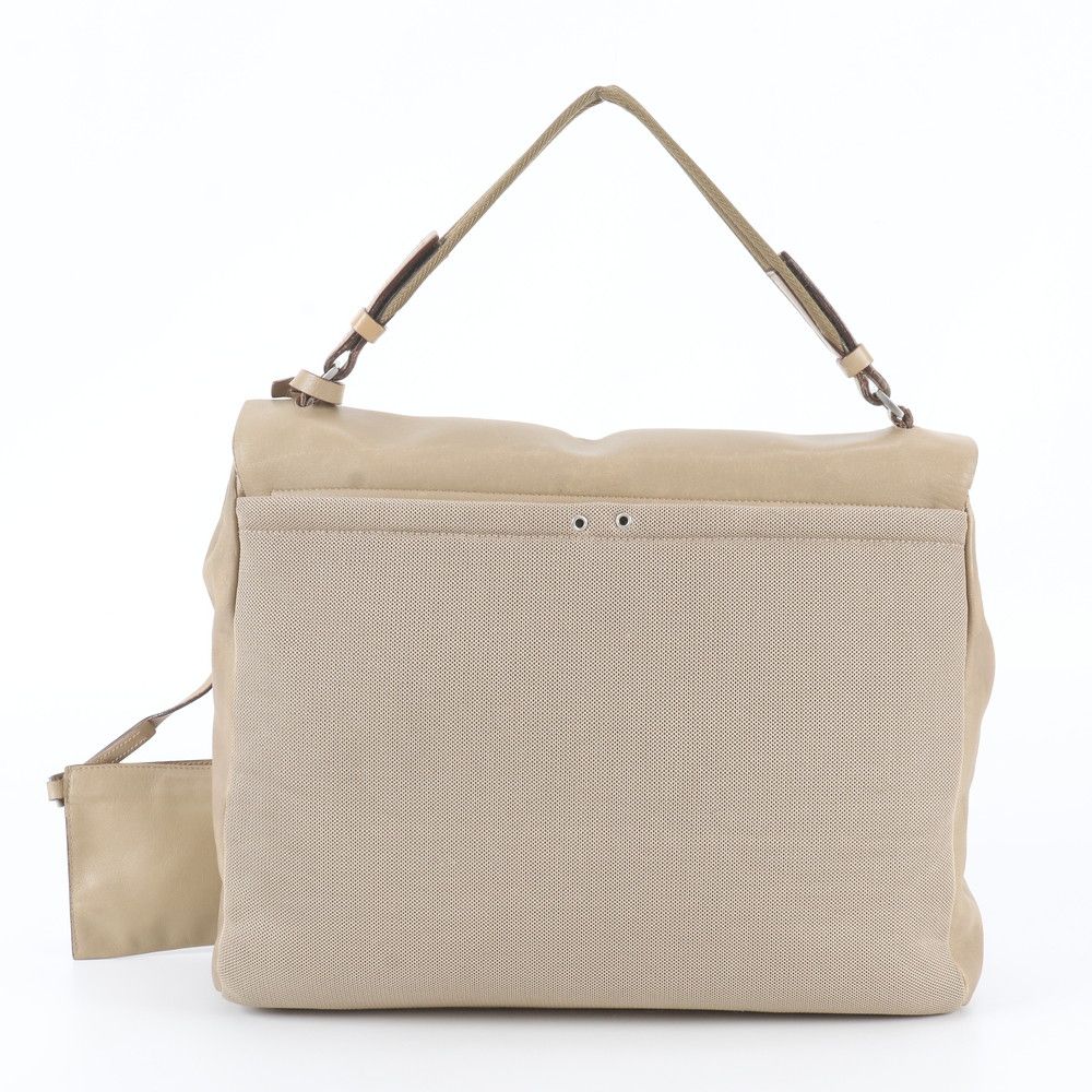 Prada Leather Handbag Mesh Beige Shoulder — view 3