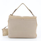 Prada Leather Handbag Mesh Beige Shoulder — view 3