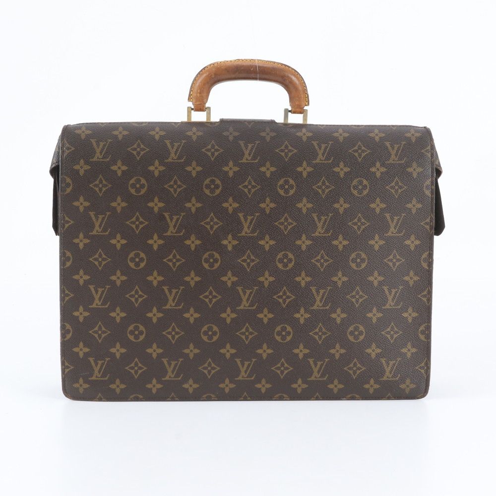 Louis Vuitton Monogram Serviette Fermoir Leather Business Bag Document Bag — view 3