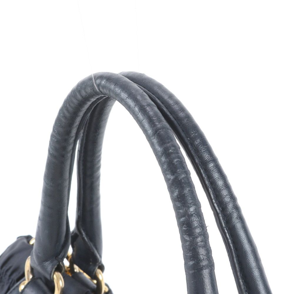 Prada Tessuto Nylon Gathered Leather 2-Way Shoulder Bag Tote Navy — view 2