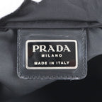 Prada Tessuto Nylon Triangle Logo Leather Shoulder Bag Crossbody Messenger Black — view 8