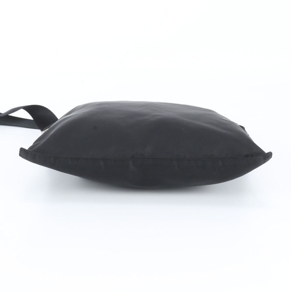 Prada Tessuto Nylon Triangle Logo Leather Shoulder Bag Crossbody Messenger Black — view 6