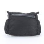 Prada Tessuto Nylon Triangle Logo Leather Shoulder Bag Crossbody Messenger Black — view 3