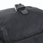 Prada Tessuto Nylon Triangle Logo Leather Shoulder Bag Crossbody Messenger Black — view 8