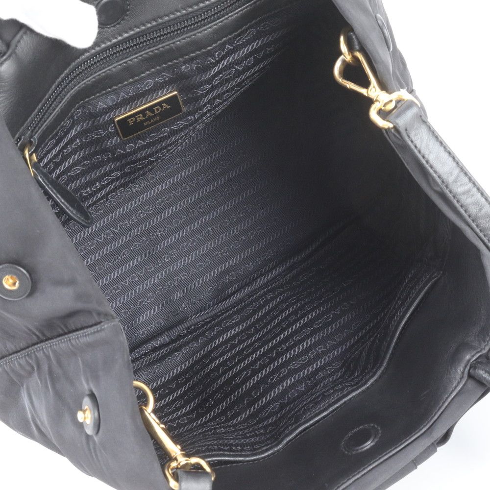Prada Tessuto Nylon Ribbon Motif 2-Way Tote Bag Crossbody Shoulder Black — view 8