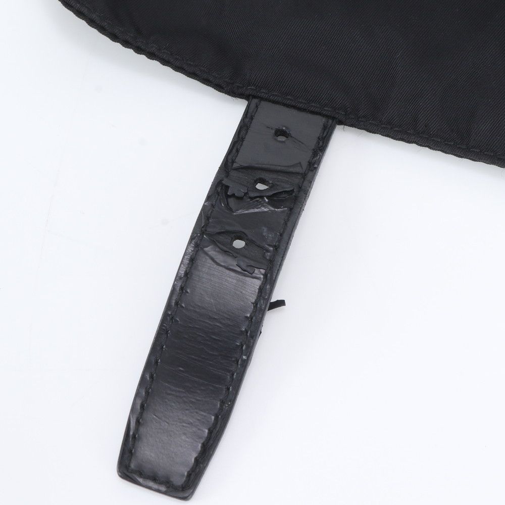 Prada Tessuto Nylon Triangle Logo Leather Shoulder Bag Crossbody Messenger Black — view 8