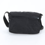 Prada Tessuto Nylon Triangle Logo Leather Shoulder Bag Crossbody Messenger Black — view 3