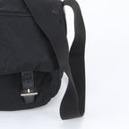 Prada Tessuto Nylon Triangle Logo Leather Shoulder Bag Crossbody Messenger Black — view 2