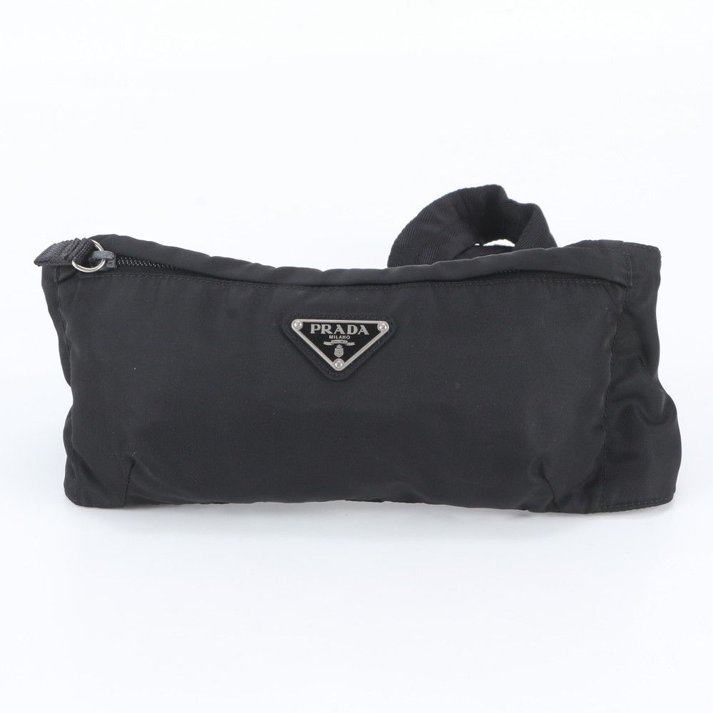 Prada Tessuto Nylon Triangle Logo 2-Way Belt Bag Crossbody Waist Pouch Black — view 2