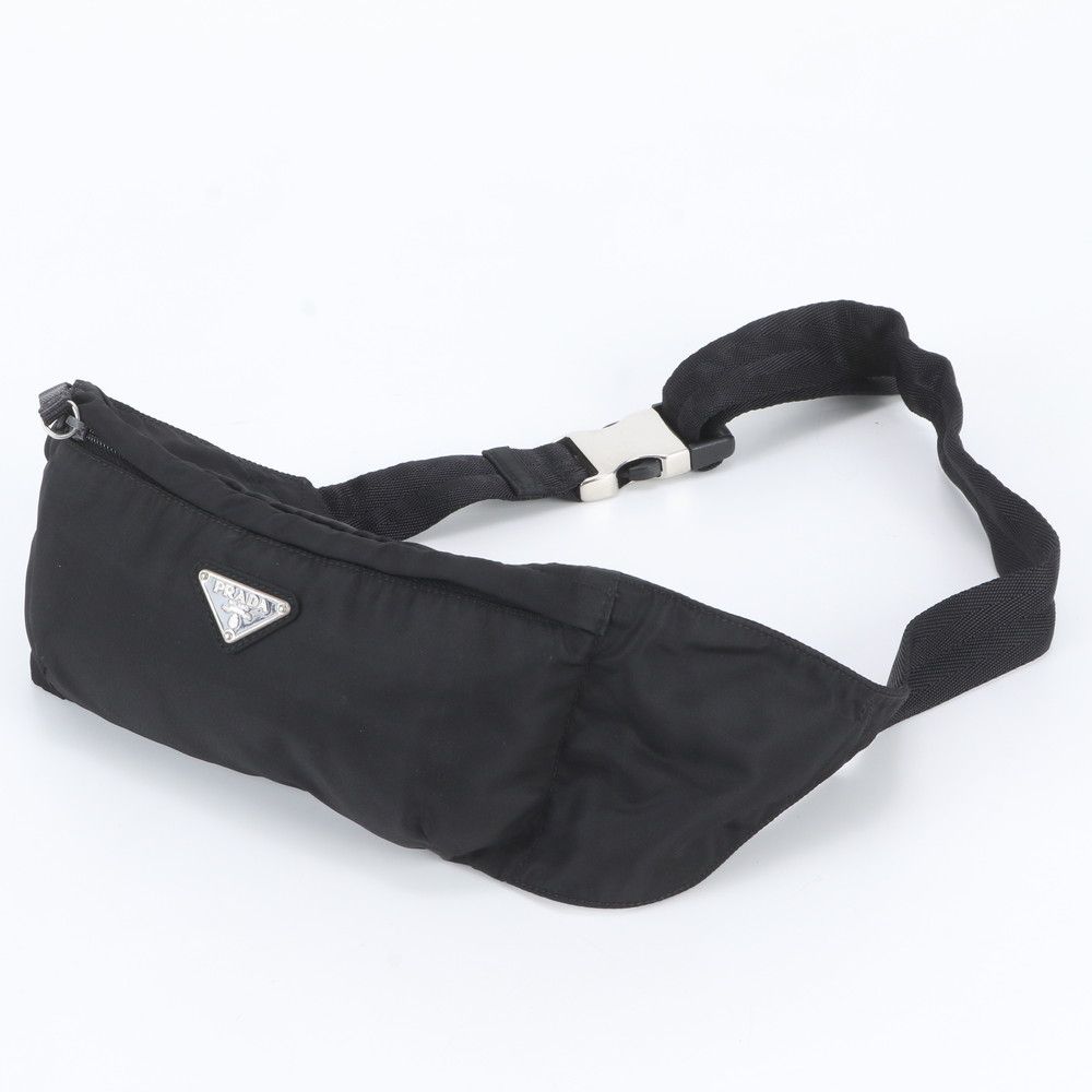 Prada Tessuto Nylon Triangle Logo 2-Way Belt Bag Crossbody Waist Pouch Black