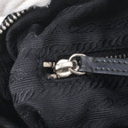 Prada Tessuto Nylon Triangle Logo Leather Shoulder Bag Crossbody Messenger Black — view 8