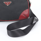 Prada Tessuto Nylon Triangle Logo Leather Shoulder Bag Crossbody Messenger Black — view 2