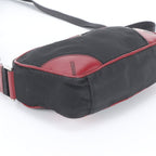 Prada Tessuto Nylon Triangle Logo Leather Shoulder Bag Crossbody Messenger Black — view 5