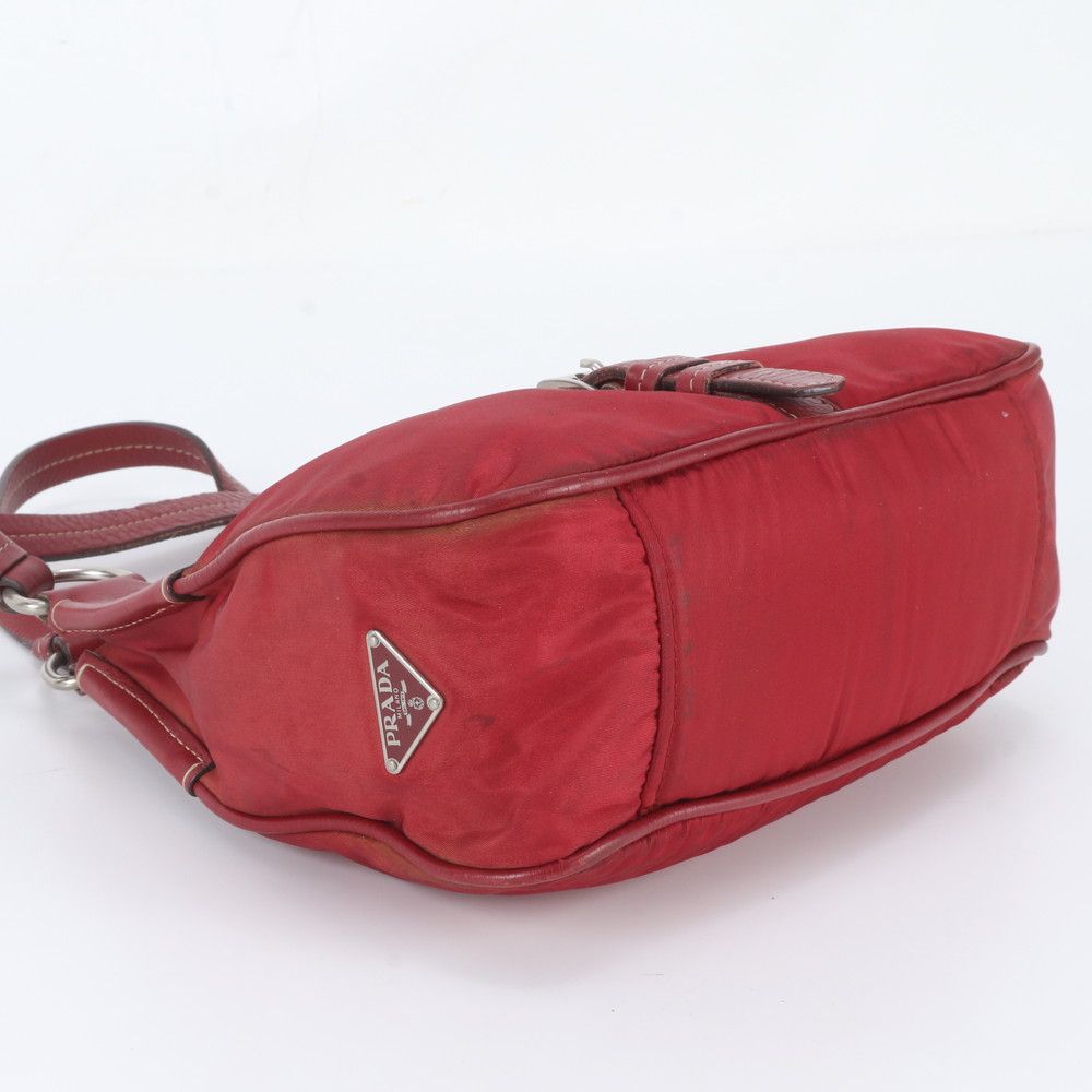 Prada Tessuto Nylon Triangle Logo Leather Shoulder Bag — view 5