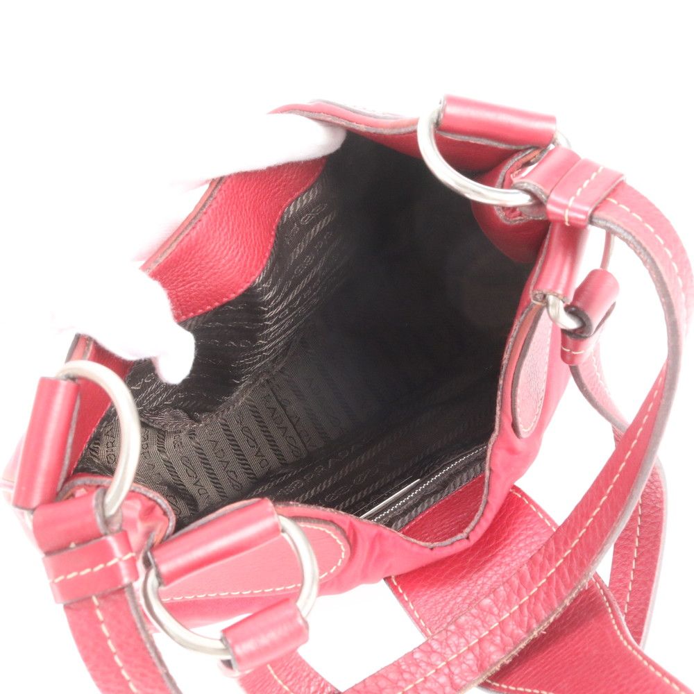 Prada Tessuto Nylon Triangle Logo Leather Shoulder Bag — view 7