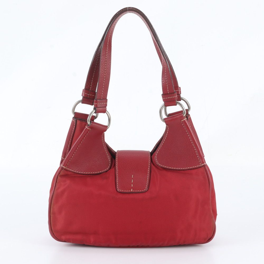 Prada Tessuto Nylon Triangle Logo Leather Shoulder Bag — view 3