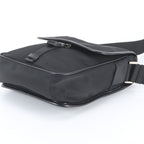 Prada Tessuto Nylon Triangle Logo Leather Shoulder Bag Crossbody Messenger Black — view 4