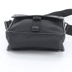 Prada Tessuto Nylon Triangle Logo Leather Shoulder Bag Crossbody Messenger Black — view 6