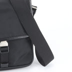 Prada Tessuto Nylon Triangle Logo Leather Shoulder Bag Crossbody Messenger Black — view 2