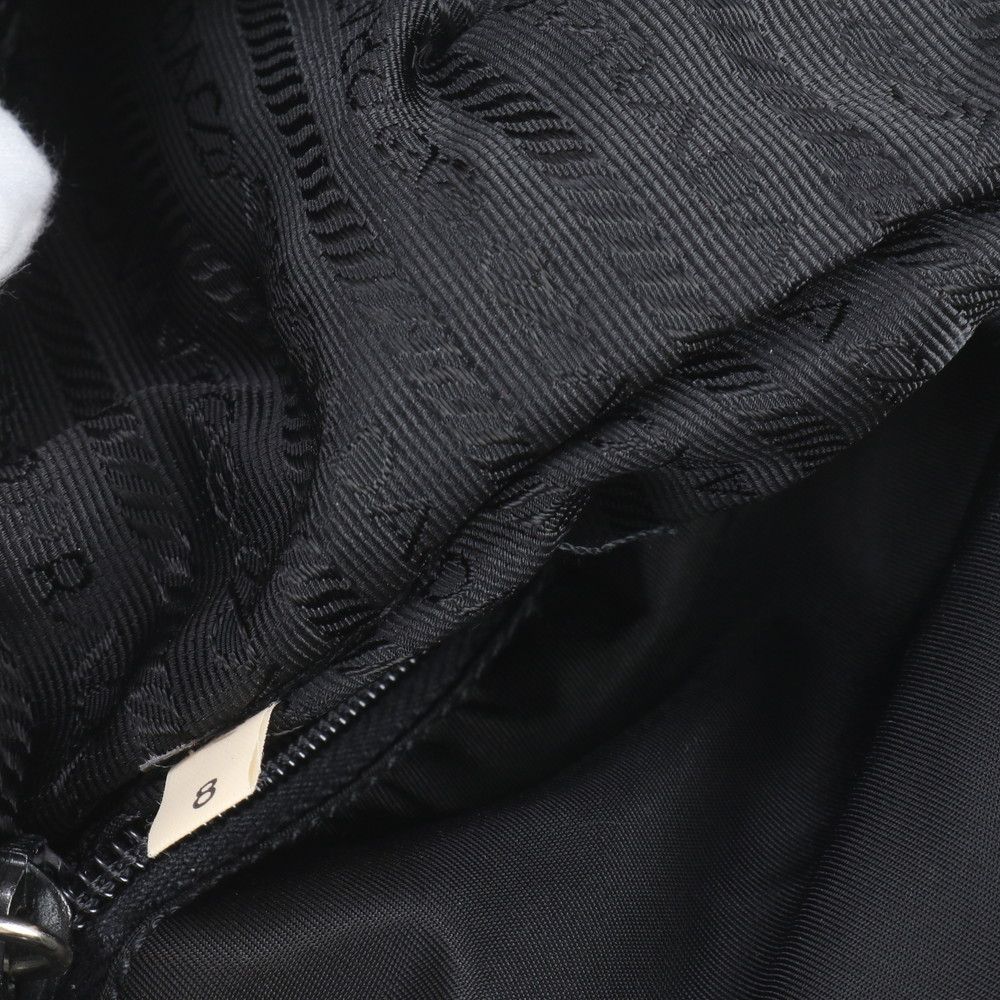 Prada Tessuto Nylon Triangle Logo Leather Shoulder Bag Crossbody Messenger Black — view 8