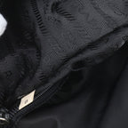 Prada Tessuto Nylon Triangle Logo Leather Shoulder Bag Crossbody Messenger Black — view 8
