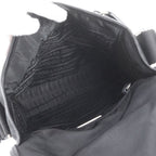 Prada Tessuto Nylon Triangle Logo Leather Shoulder Bag Crossbody Messenger Black — view 7