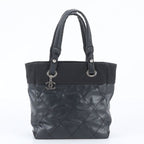Chanel Paris Biarritz Leather Tote Bag Shoulder Black