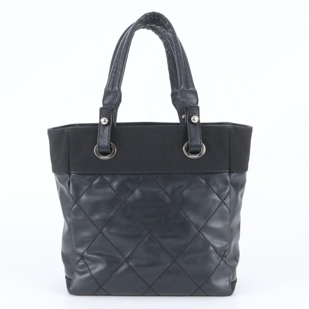 Chanel Paris Biarritz Leather Tote Bag Shoulder Black — view 3