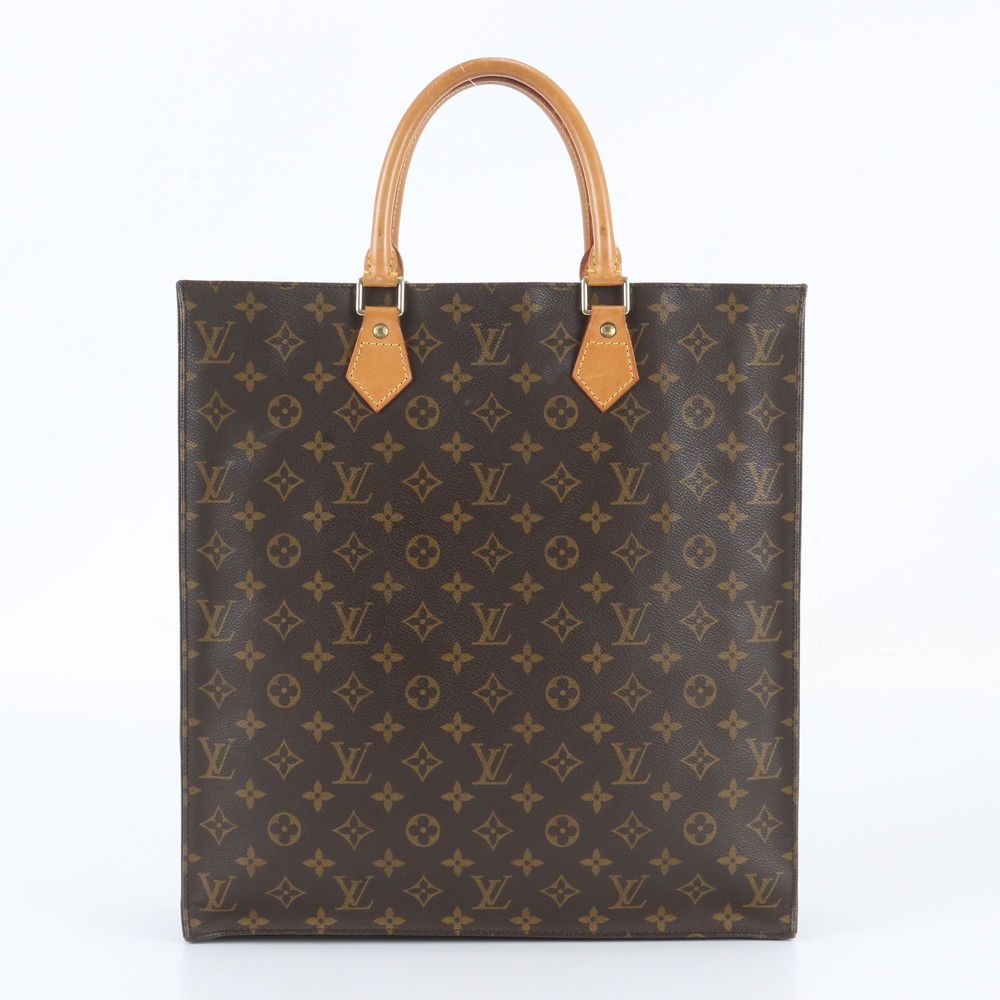 Louis Vuitton Monogram Sac Plat Leather Tote Bag Shoulder Business