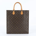 Louis Vuitton Monogram Sac Plat Leather Tote Bag Shoulder Business